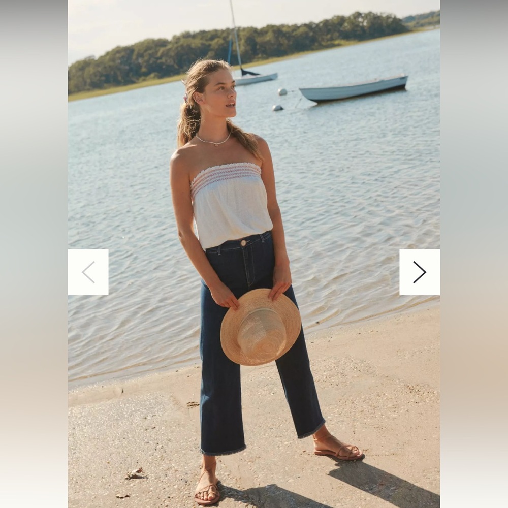 New Anthropologie Pilcro Ultra High Rise Wide Leg Cropped Raw Hem Dark Jeans 29 - Picture 2 of 12